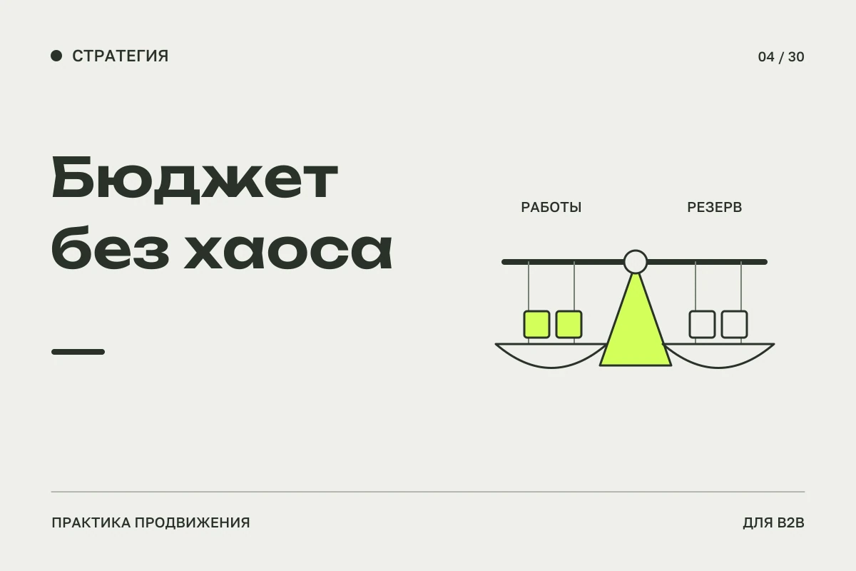 Уравновешенная конструкция из блоков работ, теста и резерва: планирование бюджета продвижения без вымышленных сумм.