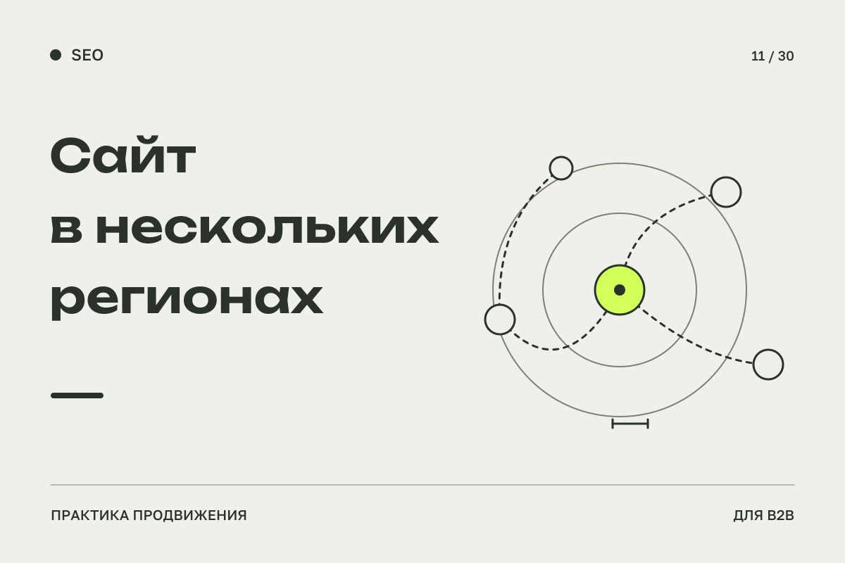 Группа географических узлов и разные расстояния между ними: продвижение сайта в нескольких регионах.