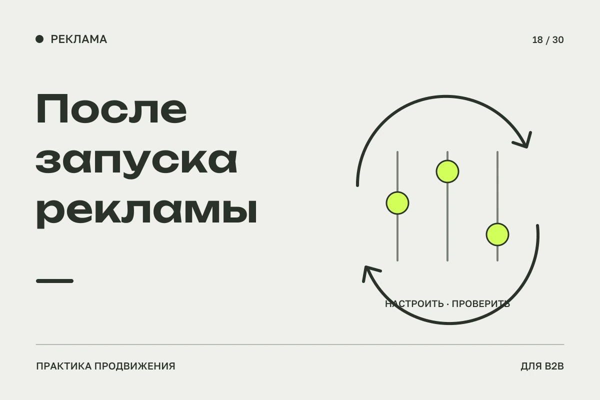 Регулировочные элементы внутри контура повторной проверки: регулярное ведение рекламы после настройки.